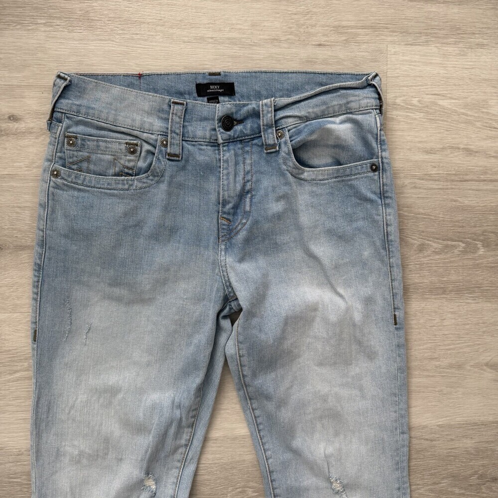 True Religion RICKY Jeans Relaxed Straight Distressed Men's Size 32 Light Wash - Picture 3 of 16